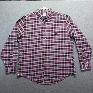 Brooks Brothers Shirt Mens XL Button Down Red Blue Plaid Long Sleeve Oxford